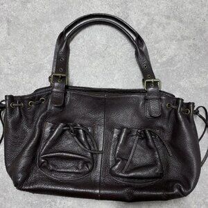 dark brown leather retro slouchy boho hobo bag